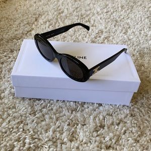 CELINE Triomphe 52MM Oval Sunglasses Black
